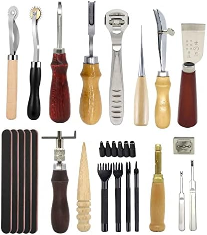 18pcs/conjunto Kit de ferramentas de artesanato profissional de couro profissional costura de costura