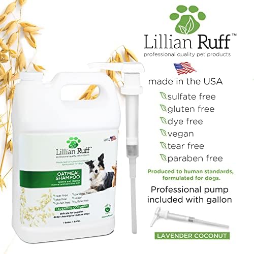 Lillian Ruff calmante shampoo de animais de estimação para pele seca e alívio da coceira com aloe e óleos