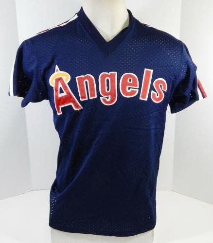 1983-90 California Angels 34 Game usou Blue Jersey Batting Practice L DP21619 - Jogo usado MLB Jerseys