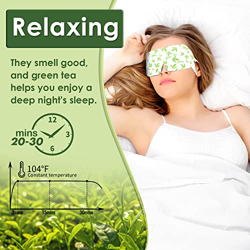 20 pacotes máscara de olho a vapor para relaxamento e tensão ocular, chá verde aquecimento de máscara de