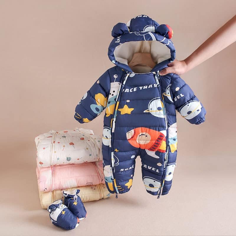 Junneng bebê criança engrossar lã de lã de lã de companheiro de caldo de caldo com luvas, cartoon