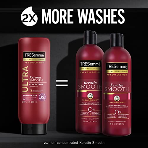 Tresemmé Ultra Keratin Smooth Concentrate Shampoo para salão de cabeleireiro seco liso em 30 segundos, tecnologia
