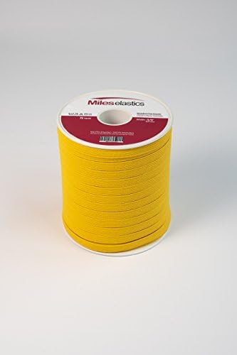 Miles elástico elástico elástico 3/8 por 75 jardas -yellow | elástico forte/máquina lavável e seca | oeko