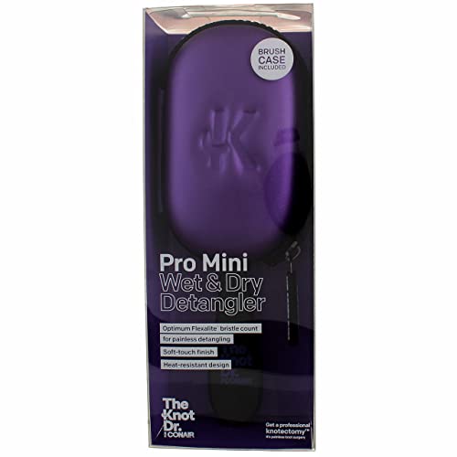 Conair, The Knot DR, Pro Mini Wet & Dry Detangler, Purple, 2 Peças Conjunto