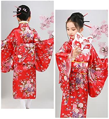 Vestido tradicional de vestido tradicional japonês de crfasibe para crianças meninas yukata kimono anime cosplay