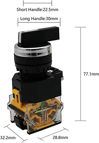 Scruby 22mm seletor botão de botão rotativo trava momentânea 2No 1No1NC 2 3 Posição DPST 10A 400V Power