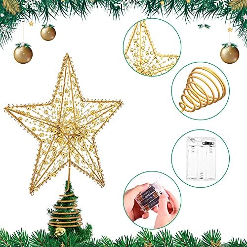 Toyvian Christmas Tree Topper Star- estrela do capota de estrela iluminada com arame LED Decorações de