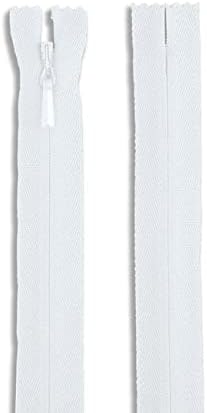 Zíper branco de 24 polegadas de 24 polegadas zíper invisível branco sem separação zíper nylon