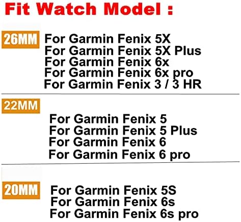 Bneguv 26 22 22mm Band Silicon tira para Garmin Fenix ​​6 6s 6x Pro 5 5s 5x Plus Randa de relógio de liberação rápida