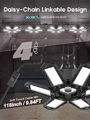 Seobiog 8 plug -in Light Garage Light, Luz de LED de LED link de 200w 20000lm, luzes de teto de 6500k com