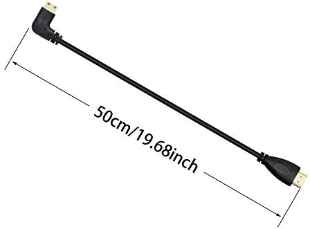 Cerrxian 50cm 19.6inCh de alta velocidade Gold Mini Hdmi ângulo esquerdo para HDMI Cabo masculino L l