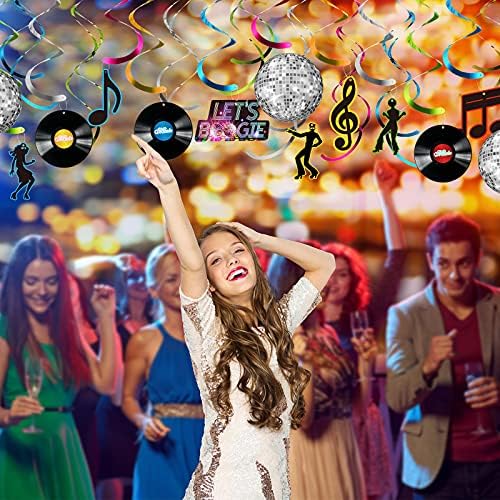 30 peças decorações de festas de discoteca 70 Party Banner Music Record Decorações Discos FOIL BOLA DE SANGUELAÇÃO