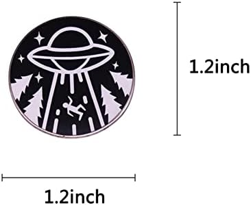 OVNIs Espaço alienígena pinos de esmalte de desenho animado Round Classic Lapel Broche Broche Sci Fi