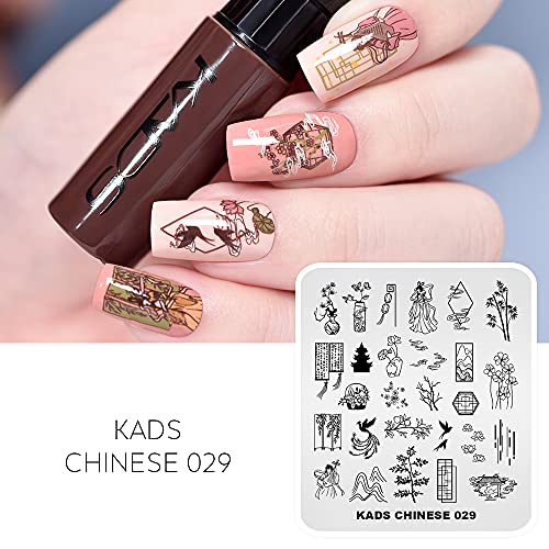 Modelo de arte da unha KADS Placa de estampagem de unhas de estilo chinês Ferramenta de manicure