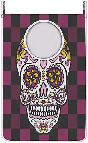 México Skull Day of the Dead Pattern Solping Solping Laundry Horting Saco, sobre a porta Saco