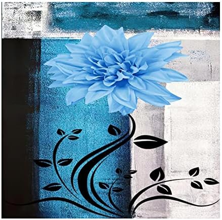 Azul cinza floral abstrato dahlia garoto quarto de parede de parede adesivos de parede murais boho obras