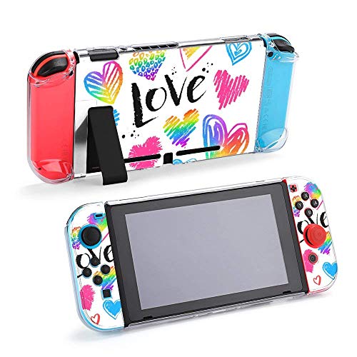 Caso para Nintendo Switch, coleções de grunge corações cor de arco-íris de cinco peças definem acessórios