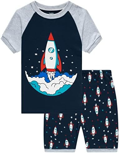 Akyzic Boys Pijamas Cotton Planet PJS Toddler 2 peças Manga curta Sleeve Summer Summer Kids Roupos Conjunto