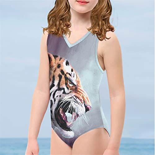 Pzz Beach Animals Florals Print Girls Ginástica Leotards Dance Awear de uma peça Quick Dry Swims
