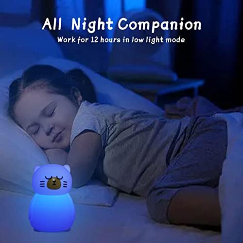 Saluoke Cat Night Light for Kids: 7 Color Altering Silicone Shishy Baby Nightlights com lâmpada de viveiro