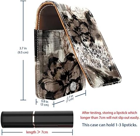 Caixa de batom de Oryuekan com espelho bolsa de maquiagem portátil fofa, bolsa cosmética, padrão de retalhos