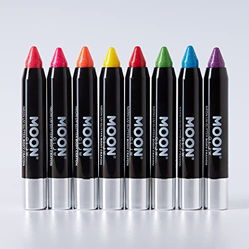 Lua Glow - Crayons de corpora de glitter de neon UV, azul, 3,5g solteiro
