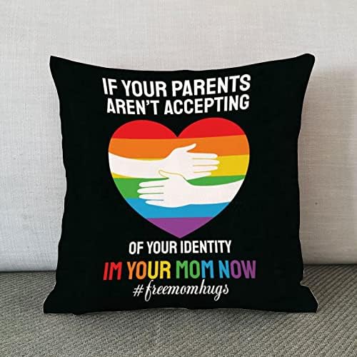 Transgênero pansexual lgbtq gay arco -íris tampa de travesseiro, eu sou sua mãe agora lgbtq travesseiro orgulho