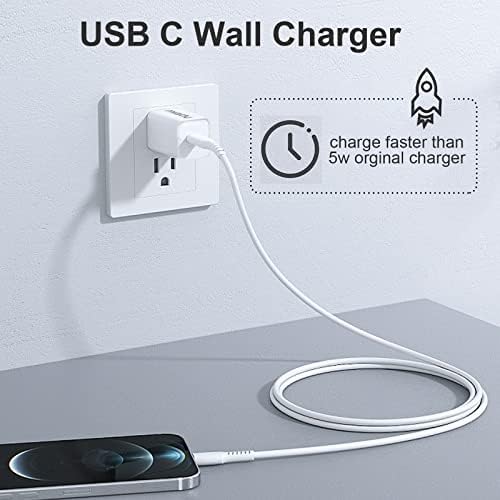 Carregador de parede USB C, adaptador de carregador de parede MiAdy 2.4a/5V compatível com iPhone