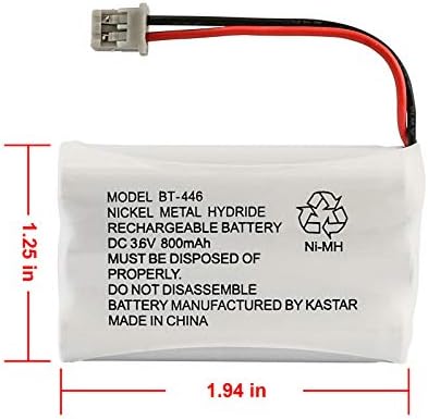 Kastar 4-Pack Battery Ni-MH 3,6V 800mAh Substituição para UNIDEN TRU9488-3 TRU9565 TRU9565-2