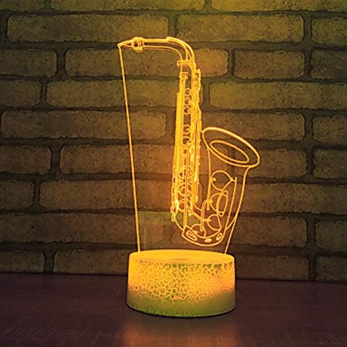 Jinnwell 3D saxphone noite lâmpada leve ilusão noite 7 cor alteração de toque toque mesa lâmpadas