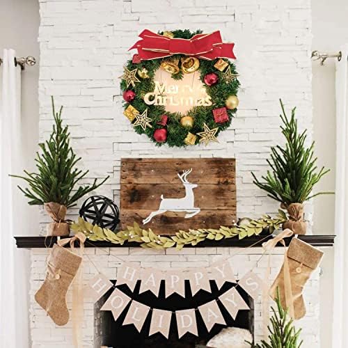 Yoyobear Christmas Wreath 12 polegadas para a porta da frente e decorações de árvores de Natal grinaldas