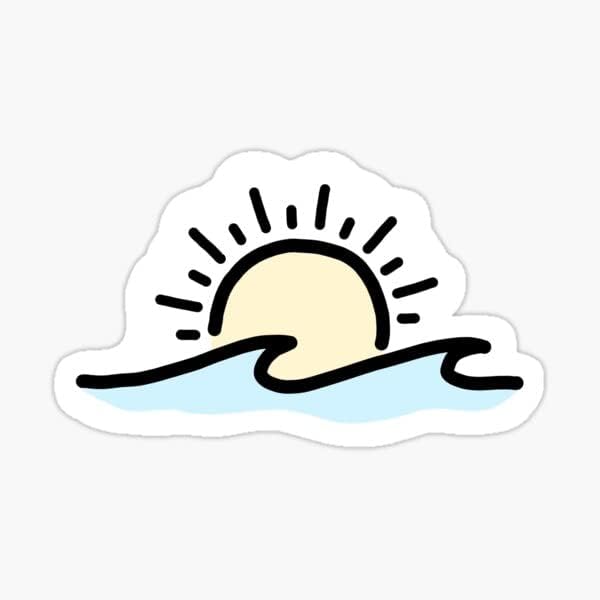 Sun & Wave Beach Sticker Decalk Janela, pára -choques, laptop, garrafa de água | impermeabilizada | 5