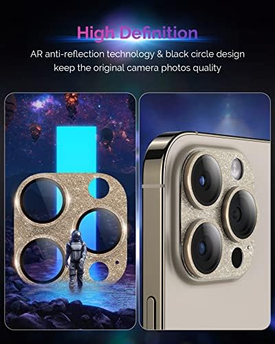 ACTGAN para iPhone 14 Pro/ iPhone 14 Pro Max Camera Lens Protector 3D Bling Glitter Cobertura completa Acessórios