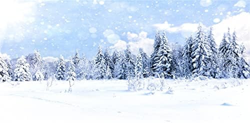 20x10ft Winter Snow Forest Cenário Frozen Branco árvores de Natal para decorações de festa de ano novo de Natal