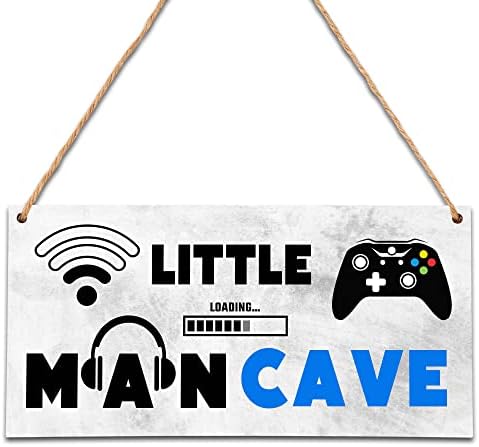 Caverna do Little Man, Placa de porta de madeira para jogos para decoração da sala do jogador, decorações