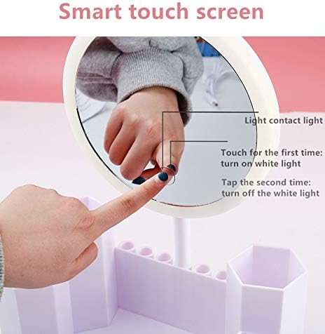 Yasez LED Makeup Backlit Mirrors com 3 modos Touch Light DiMme Desktop com caixa de armazenamento