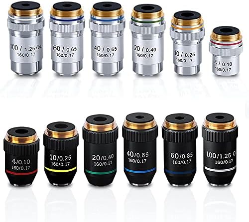 Kit de acessórios para microscópio para adultos 4x 10x 20x 40x 60x 100x Achromatic Lens Lens Microscopes