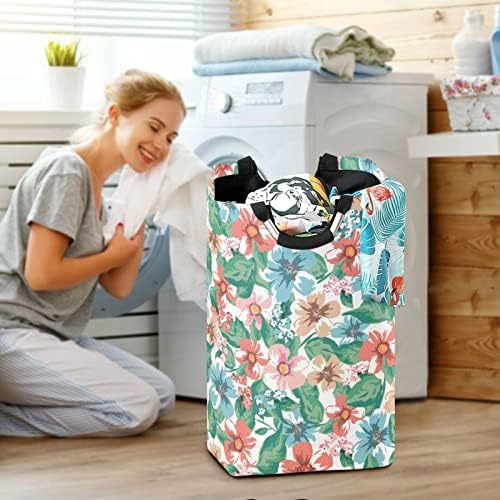 Kigai Laundry cesto cesto de cesta de aquarela Flores de aquarela Binkets de armazenamento de