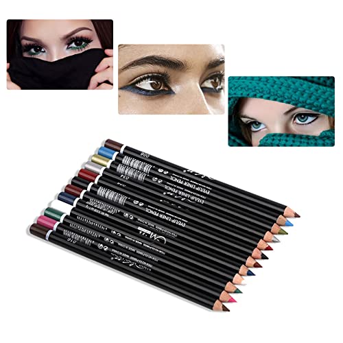 Kit de caneta colorido de linear ocular, pacote de valor do Eyeliner de 12 cores, d'água à prova
