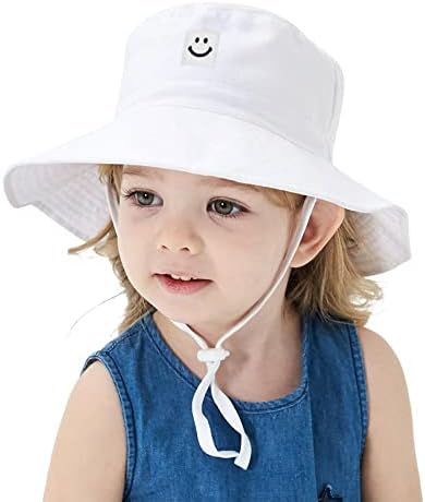 Baby Sun Hat Hat Smile Face Costo Capéu Sun UPF 50+ Proteção Sun Proteção Ajustável Chapéus para Meninas
