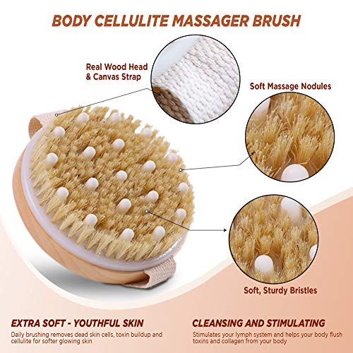 Escovas esfoliantes de massger de celulite corporal +escova de cabelo encravada, cuidados com a pele para