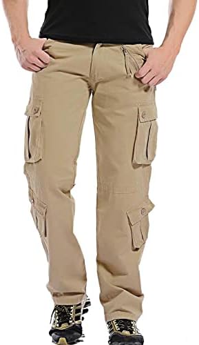 Calças de carga Baskuwish para homens calças de trabalho de ajuste relaxadas Multi bolsos ao ar livre
