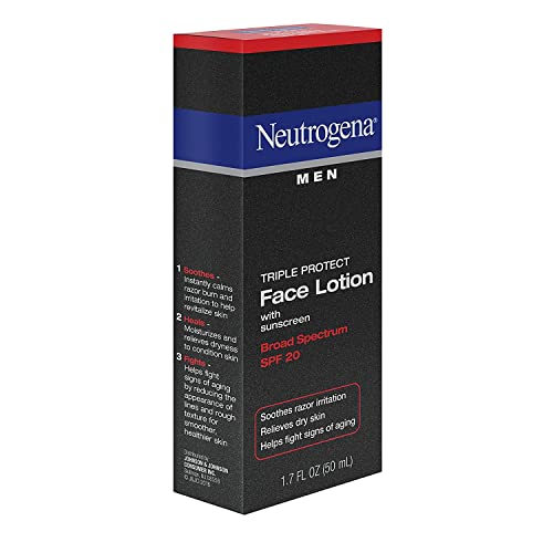 Neutrogena Triple Protect Loção de rosto diário dos homens com amplo espectro SPF 20 Protetor solar, hidratante