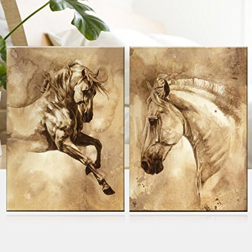 3pcs sem moldura dois painéis na tela de parede de parede pinturas a óleo modernas imagens de cavalos abstratos