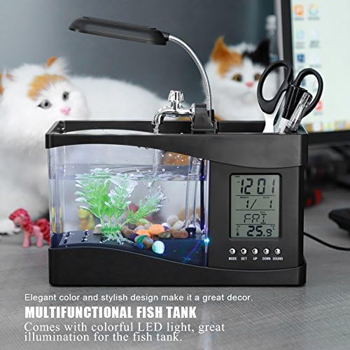 Função multifuncional USB recarregável e de mesa de aquário de mesa Aquário de tanque de peixe preto claro