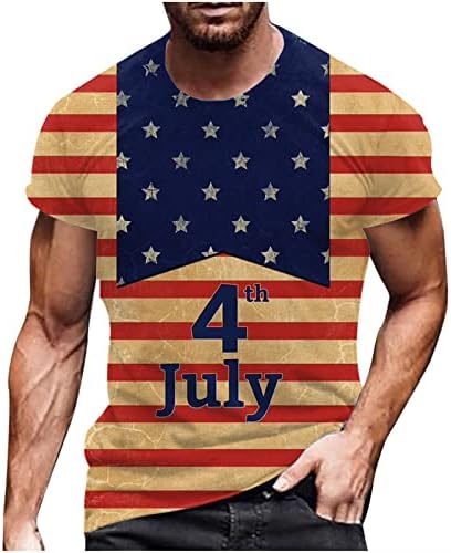 Camisas de bandeira americana lcepcy para homens 2023 Crew Summer Neck de manga curta camisetas gráficas de