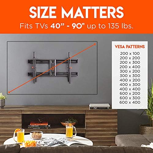 Suporte de TV de montagem em parede ecogear para TVs até 90 - Projeto de baixo perfil inclina