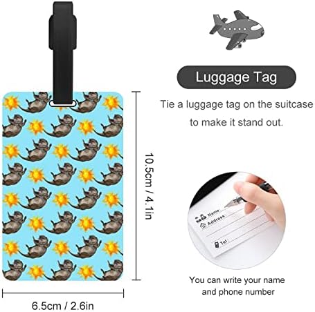Funnystar Watercolor Otter Bagage Tag With Name Id Identifiers Label for Home Hotel Travel