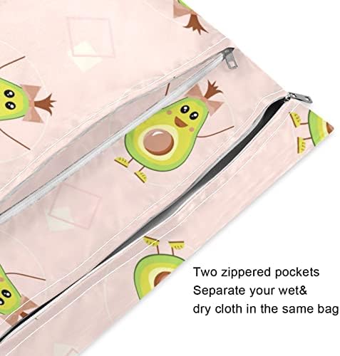 Fralda de pano de abacate Kigai 2pcs sacos secos úmidos com bolsos de alça reutilizáveis ​​para viajar, praia,