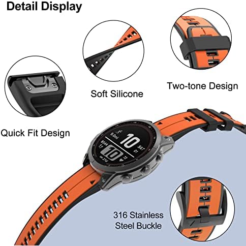 Isabake Compatível com Fenix ​​5x Band, Fenix ​​7x Sport Silicone Watch Strap for Garmin Fenix